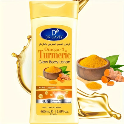 Turmeric Body Lotion 400g Alcohol-Free Brightening Glow Moisturizer with Turmeric Extract Long-Lasting Hydration Dry Oily Skin Unisex Full Body Cream