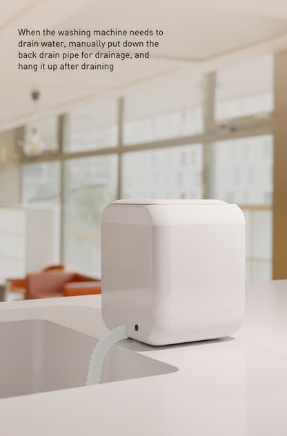 Mini Washing Machine Pure Copper Motor High Torque 4 Washing Modes Portable Washer for Underwear Socks Baby Clothes Separate Washing Anti Cross-Infection White