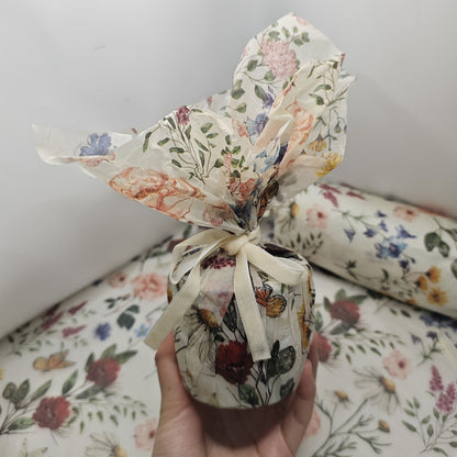 Vintage Floral Wrapping Paper 50pcs, 20"x14" Elegant Pastel Gift Wrap Sheets with Ruffled Edges, Purple Lily Design for Wedding Birthday Valentine Party Favors