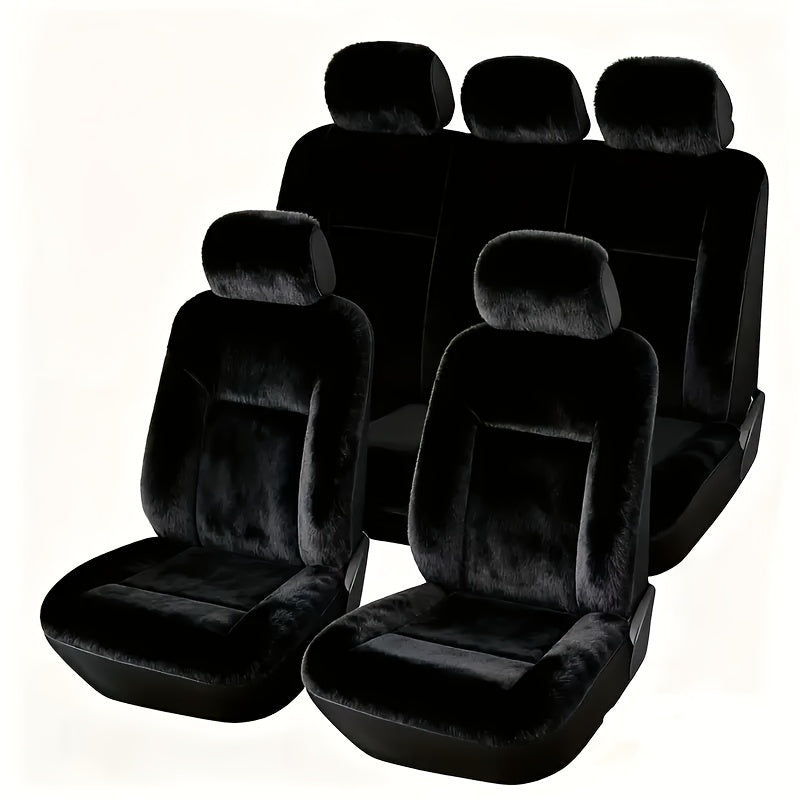 5-Seat Luxury Plush Universal Seat Covers, Full-Wrap Design, No Edge Sliding, Warmer And More Comfortable for All Winter, Suitable for All Car Models, Easy to Install, Ready to Use, Full Coverage Seat Covers, Seamless Coverage, Soft Fabric