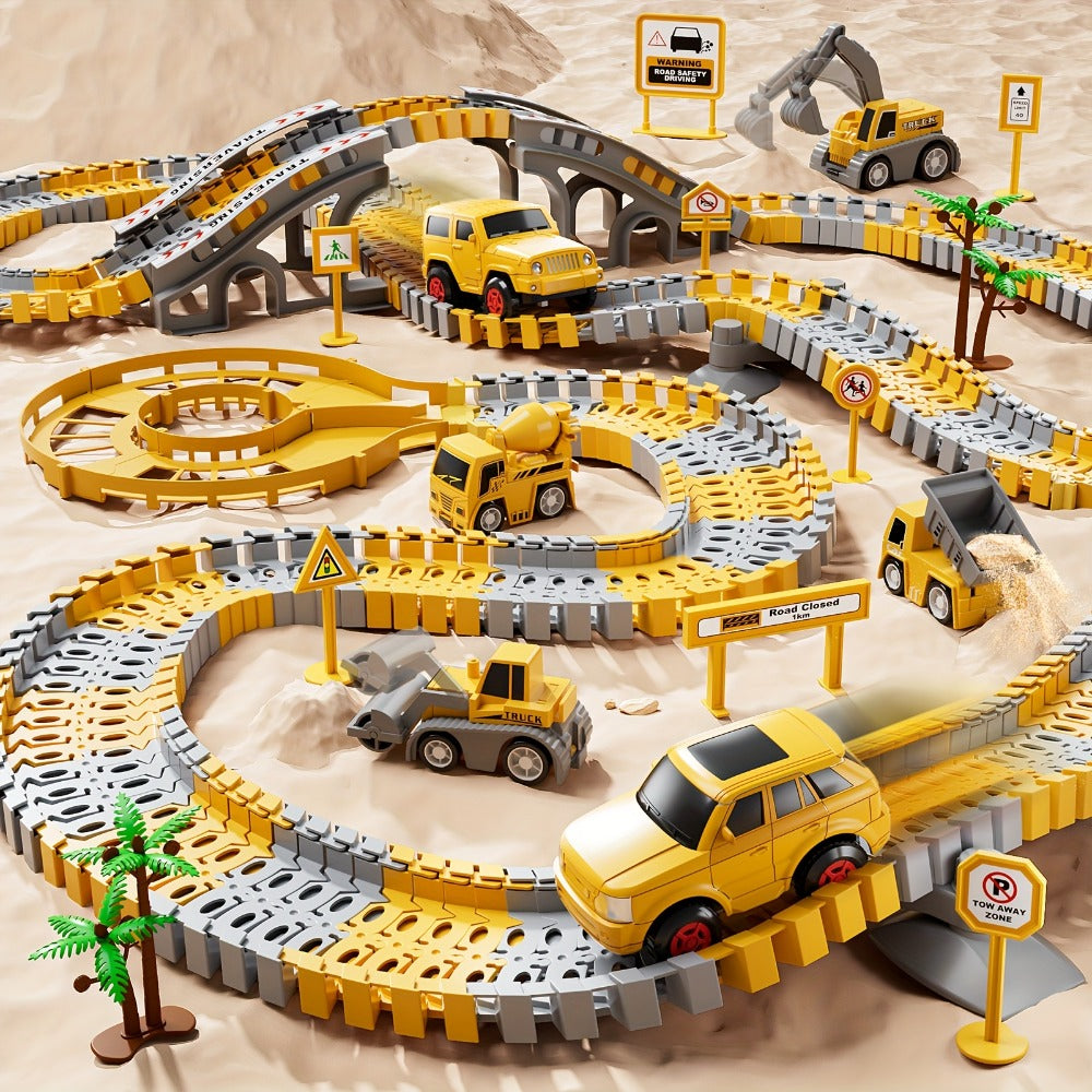 236-Piece STEM Race Track Car Toy Set for Kids Ages 3+ | Track Splicing & Racing, Engineering Construction Style | Preschool Education Gift for Boys Girls