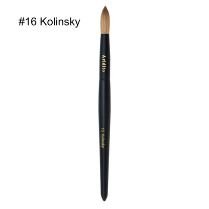 Kolinsky Nail Brush Round Head for Acrylic Extensions – Professional Black Wooden Handle Nail Art Brush with Genuine Kolinsky Hair Bristles, Sizes #8 #10 #12 #14 #16 #18 for Salon & Home Manicure Women