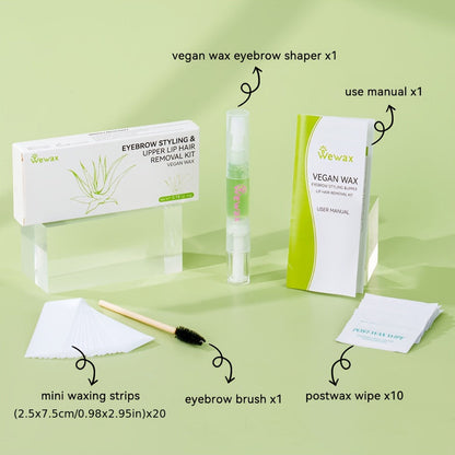 Facial Hair Removal Wax Kit 32pcs for Face Lips Eyebrows & Body – Aloe Vera Wax Strips Set for Women, Gentle on All Skin Types, Travel-Friendly Beauty Waxing Kit with Hair Softening Care