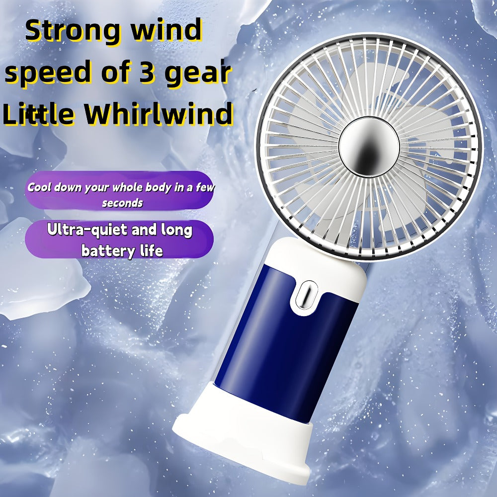 Handheld & Standing Fan Rechargeable USB | 3-Speed Portable Mini Fan, Foldable Dual-Mode Design for Travel, Office & Outdoor Use – Perfect Summer Gift for Women & Girls, White & Blue, 1pc & 2pcs