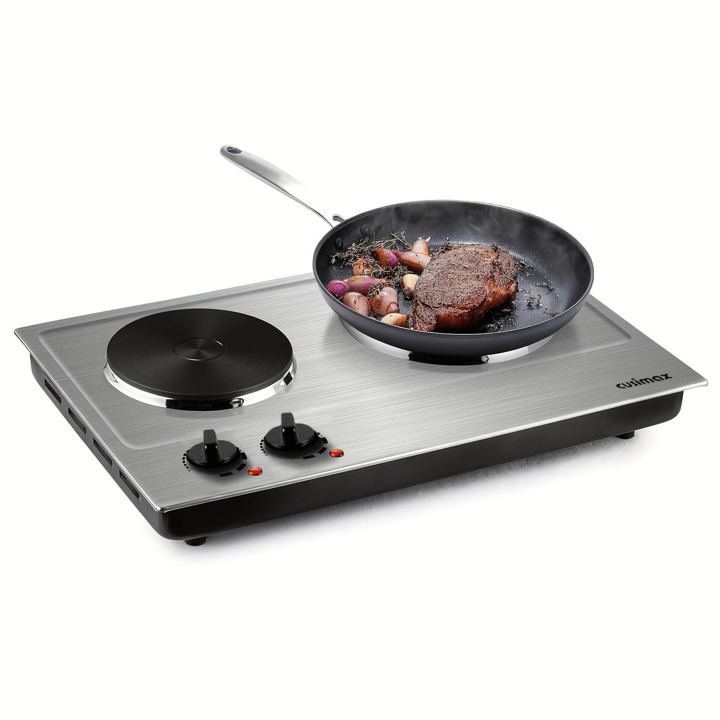 Hot Plate Electric Burner with Temperature Control – Dual Size Coil Burners 7.4in & 6.1in, Countertop Electric Stove for Daily Cooking, Dorm, Office & Travel, Multiple Colors Available