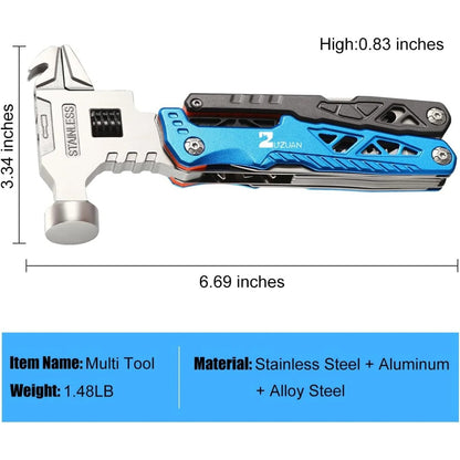 18-in-1 Multitool Hammer with Pliers & Wire Cutters