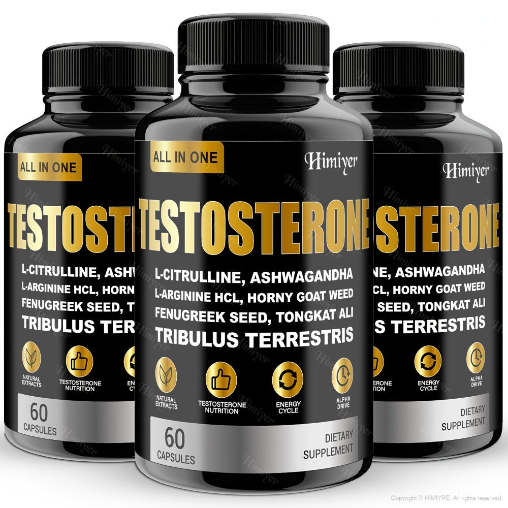 Tongkat Ali Testosterone Booster for Men with Tribulus, Fenugreek & L-Arginine - Plant-Based Natural Supplement for Strength, Libido, Nitric Oxide & Male Vitality - 60 Capsules 30-Day Supply