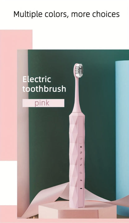 Sonic Electric Toothbrush IPX8 Waterproof – USB Rechargeable, Smart Timer, Metal Handle, 5 Replacement Brush Heads, Soft Bristles for Adults Men & Women – Black & Blue