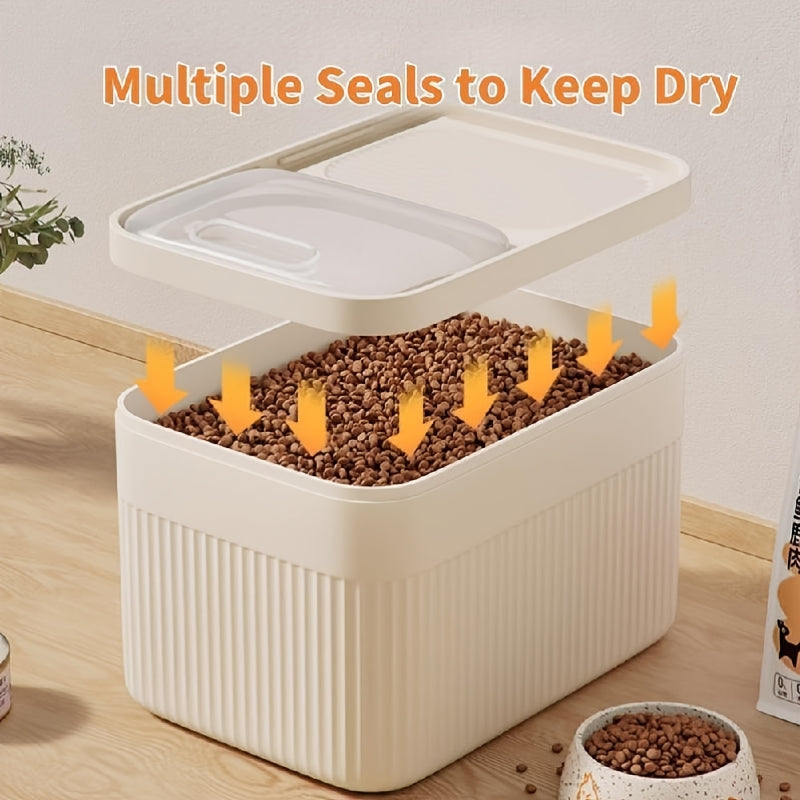 Airtight Pet Food Storage Container – Large Easy-Open Lid Leak-Proof Dry Food Dispenser for Dogs Cats & Small Animals, Home Kitchen & Travel, Beige