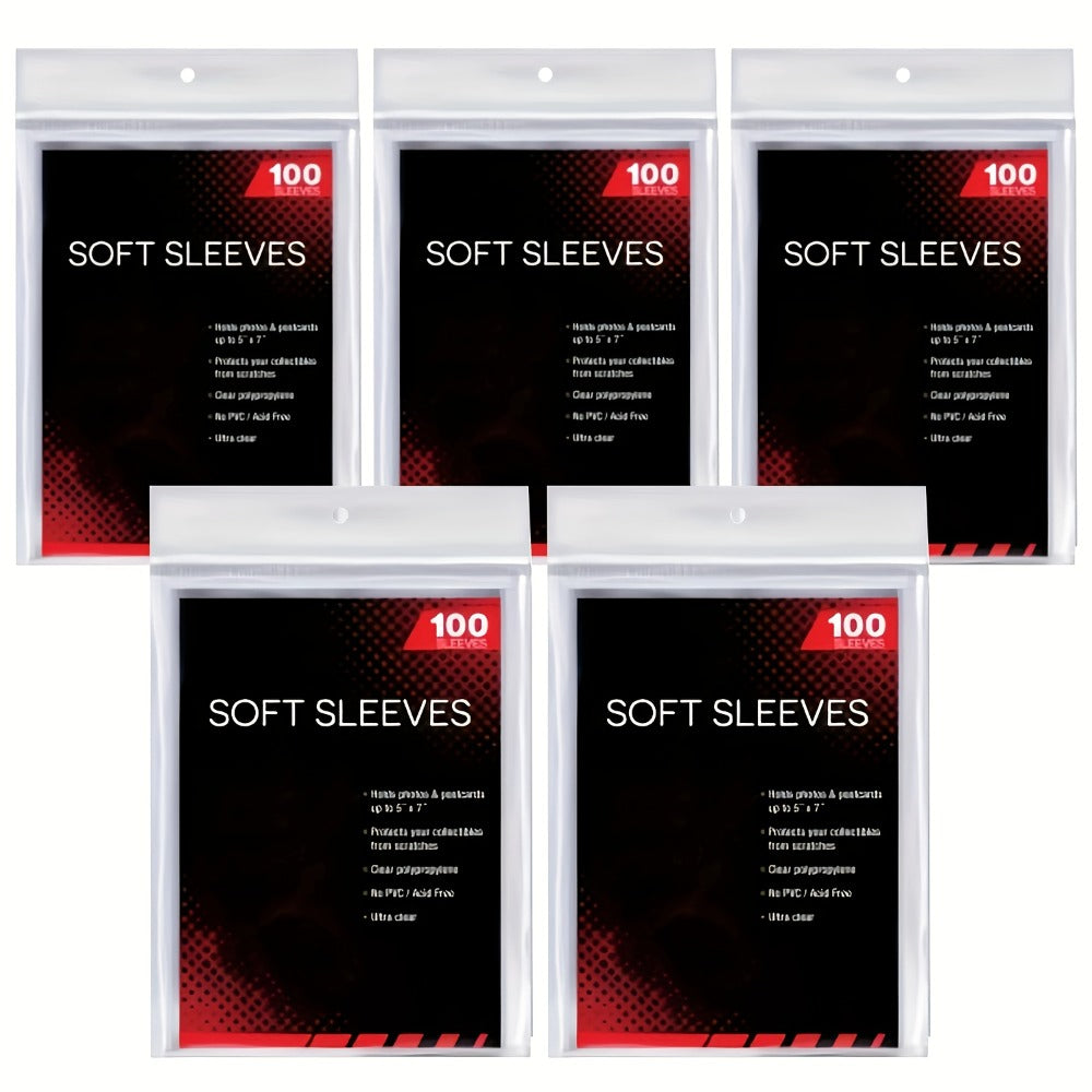 Soft Penny Sleeves 500 Pack – 5 Packs of 100 Clear Card Sleeves for Standard Size Trading Cards, Protective Sleeves for Pokemon, Baseball, Sports, MTG & Game Cards, Bulk Value Set for Collectors