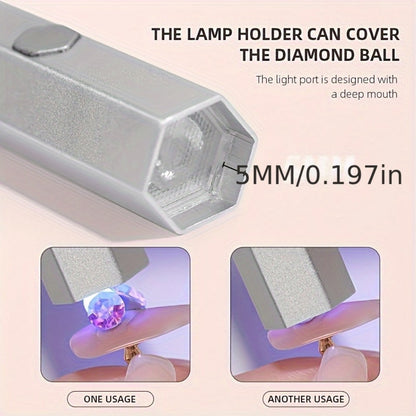 Mini Handheld Nail Dryer LED Lamp USB Powered Fast Dry Gel Polish Curer Portable Small Nail Lamp for Home Salon Travel Manicure DIY Nail Art Black Blue Gray Light Blue