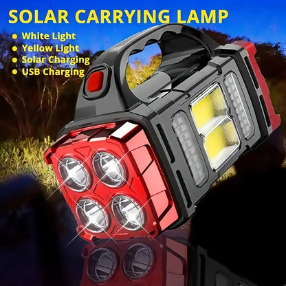 Rechargeable Solar Flashlight 2000 Lumen LED Torch with Power Bank USB-C Charging for Camping Hiking Outdoor Emergency