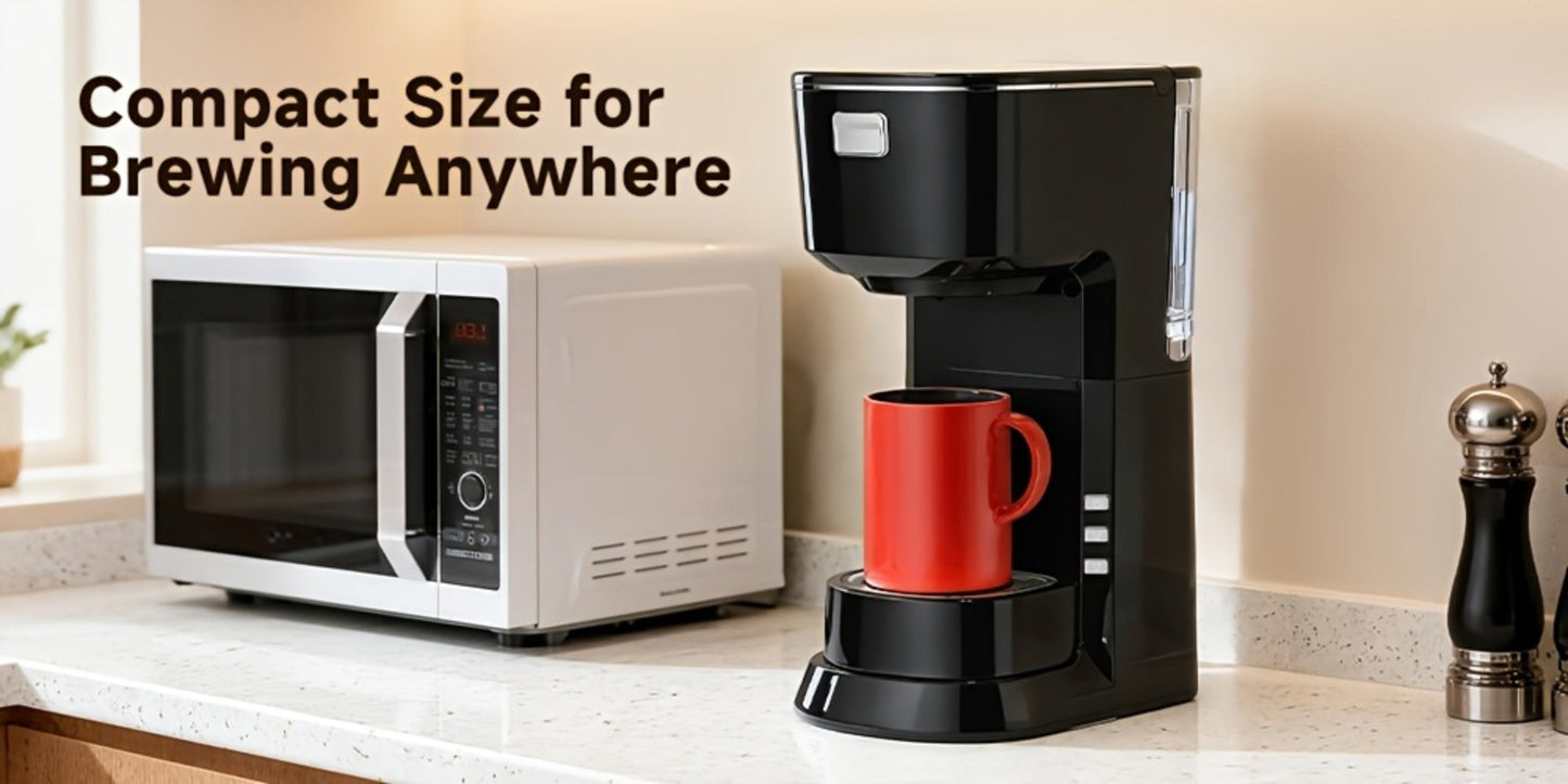 Coffee Maker One-Button Compact Specialty Coffee Machine – Fast Home Brewing, Space-Saving Countertop Design, Barista-Style Results, Available in Black & White