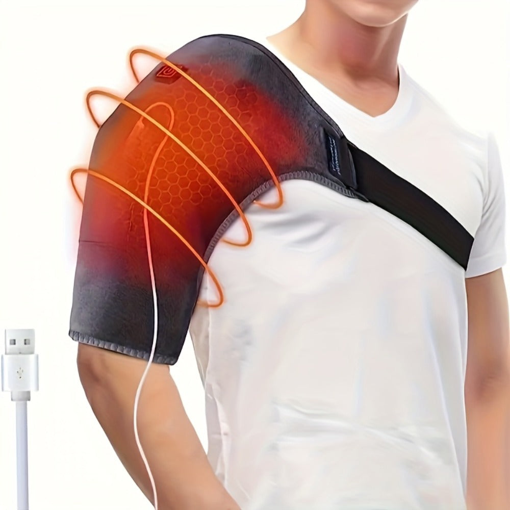 USB Heated Shoulder Pad with 3-Speed Temperature Control – Electric Heating Wrap for Shoulder & Neck Pain Relief, Keep Warm Massage Tool, Gift for Men & Women