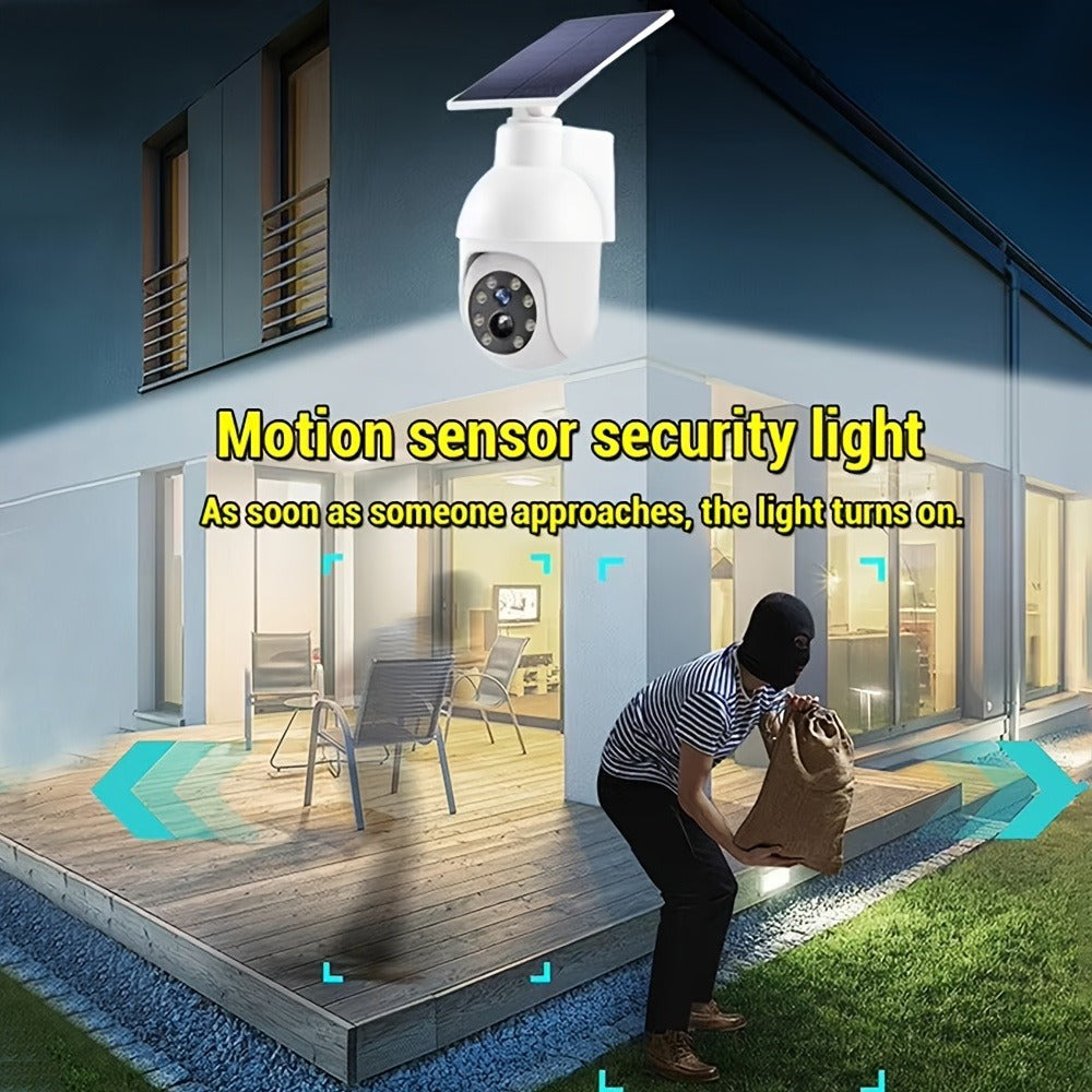 Solar Security Light with Fake Camera Design – Motion Sensor Outdoor LED Warning Light, Solar Powered, Weatherproof, Dummy Camera Style Deterrent for Home, Yard, Garage & Driveway