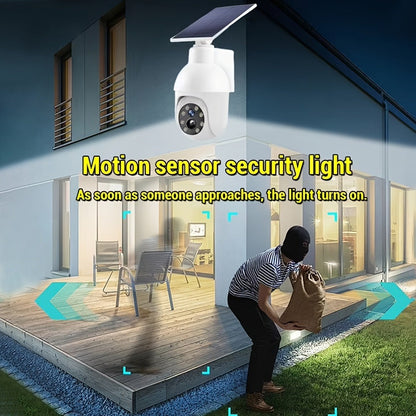 Solar Security Light with Fake Camera Design – Motion Sensor Outdoor LED Warning Light, Solar Powered, Weatherproof, Dummy Camera Style Deterrent for Home, Yard, Garage & Driveway