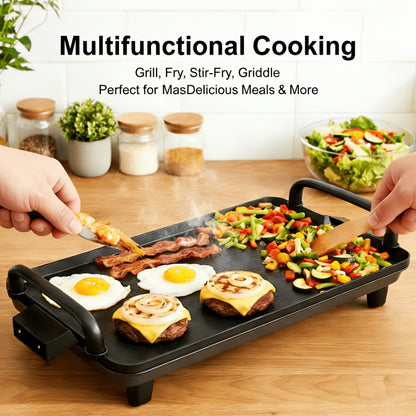 Electric Griddle with Non-Stick Coating - Large Submersible Cooking Surface, Make 15 Eggs at Once, Hassle-Free Cleanup, 2 Sizes Available - Perfect for Breakfast, Pancakes & Family Cooking