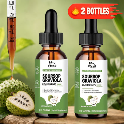 Soursop Bitters Liquid Drops 1800mg with Graviola Leaf & Fruit Extract — High-Absorption Natural Herbal Formula | Digestive Immune & Antioxidant Support | Gluten-Free Sugar-Free | 2 Fl Oz