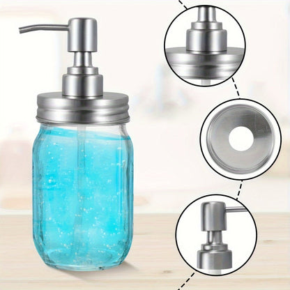 Mason Jar Soap Dispenser Pump Lids 4 Pack – 304 Stainless Steel Regular Mouth Mason Jar Pump Replacement, Leakproof Gasket, 3.9" Cuttable Tube, for Kitchen Bathroom Lotion Hand Soap Dish Soap