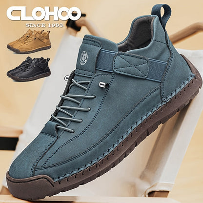 Men's High-Top Casual Ankle Boots - Elastic Closure and Rubber Sole