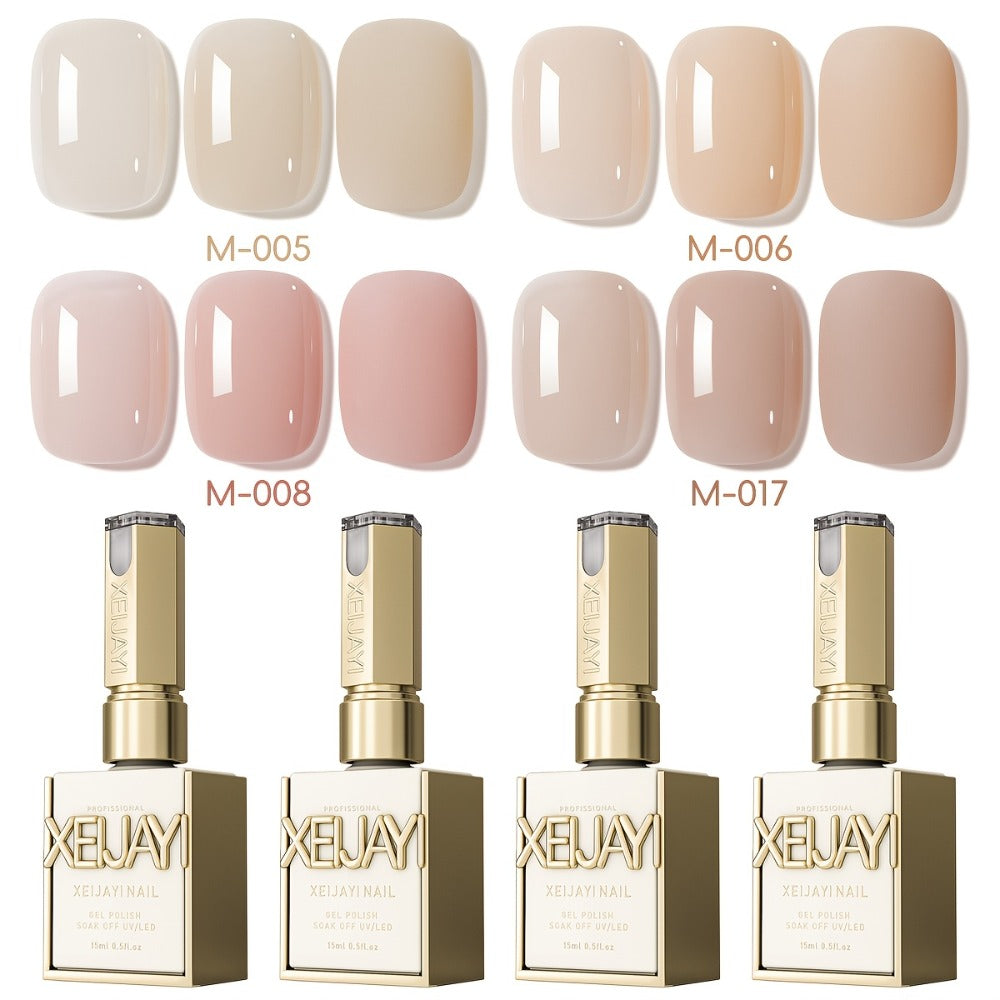 Nude Pink Gel Nail Polish Set 4 Colors High Saturation Opaque Full Coverage - Long Lasting LED UV Cured Salon Quality Frame Bottle Nail Gel Kit for Home & Salon DIY Manicure Women Nail-Safe Formula
