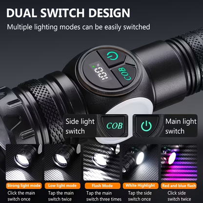 High Lumen Tactical Flashlight 2-Pack – COB Side Light, USB Fast Charging, Zoomable, Multiple Modes for Camping, Cycling, Fishing, Emergency & Outdoor Exploration