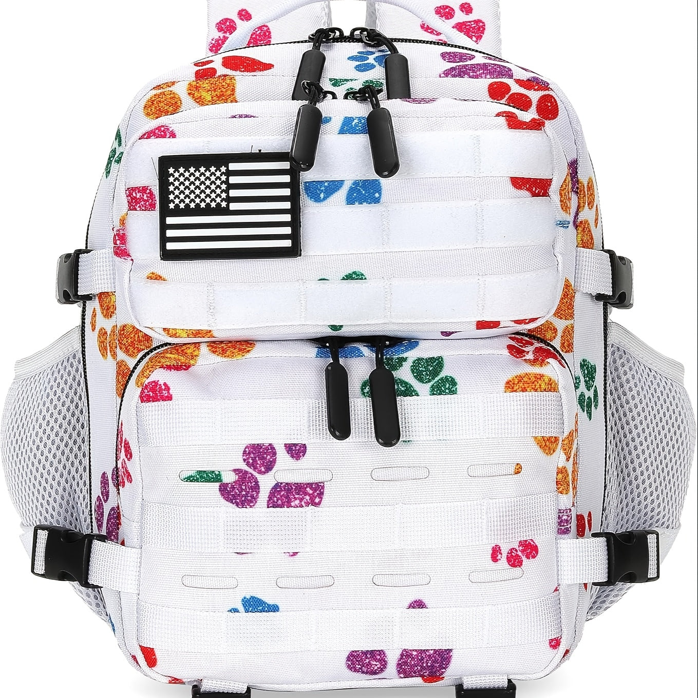 Mini Hiking Backpack 2.38 Gallon Daypack Zipper Closure Hip Strap for Daily Use Fitness Cycling Camping Travel School Strawberry Cat Paw Plaid Tie Dye Camo