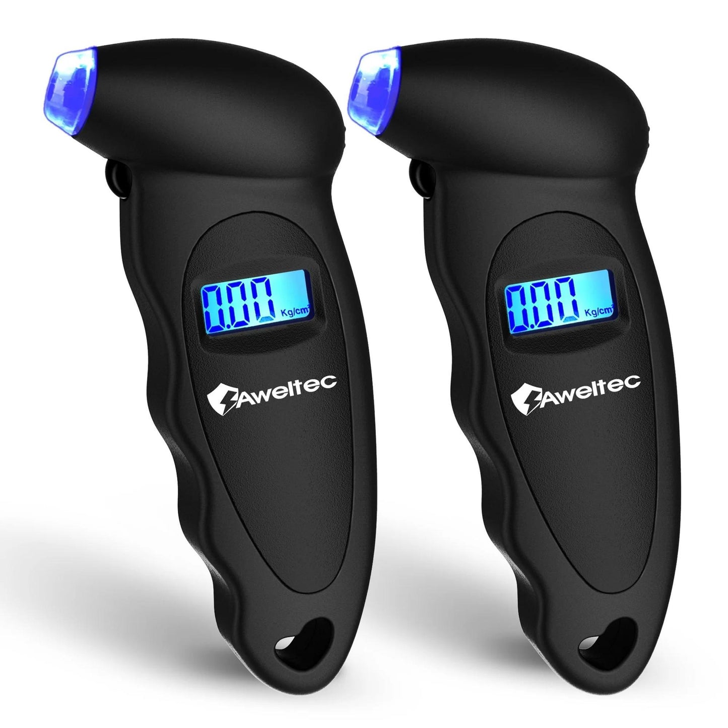 Digital Tire Pressure Gauge 2-Pack, 150 PSI with Backlit LCD, 4 Modes & Non-Slip Grip – Fits Car, Truck, Motorcycle & Bicycle – Red/Silver/Black