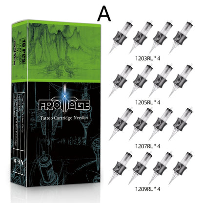 Tattoo Cartridge Needles 16pcs Froinage Mixed Models High Transparency Tips Secure Assembly Adjustable Threading Sterile Disposable for Tattoo Pen Machine Beginners Artists PMU