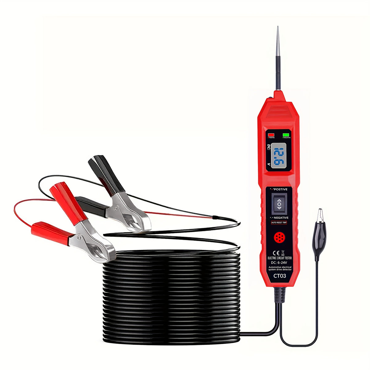 Universal Automotive Circuit Tester Kit with 6-24V Voltage Display LED & Buzzer Alert for Cars & Motorcycle