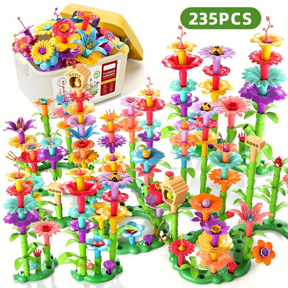 Flower Garden Building Toys for Kids 235 Pieces – STEM Educational Activity Brick Set Creative Floral Construction Toy for Boys & Girls Ages 3+, Best Birthday Easter Christmas Holiday Gift