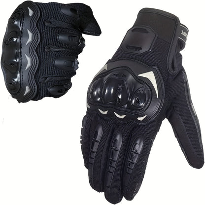 Motorcycle Gloves Full Finger Touchscreen – Hard Knuckle Protection, Breathable Knit, Cycling & Outdoor Riding, Sizes M–XXL, Black & Red