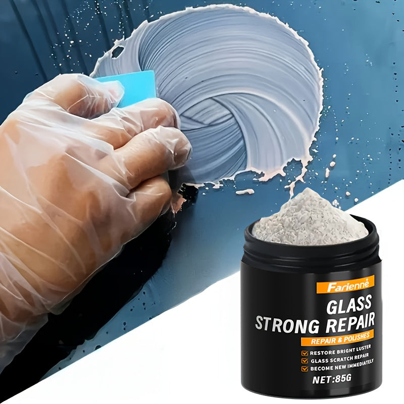 Glass Polishing Powder - Nano Windshield Scratch Repair & Clarity Restoration, Safe for All Glass Types, Car Windshield Detailing, Includes Sponge (85g)