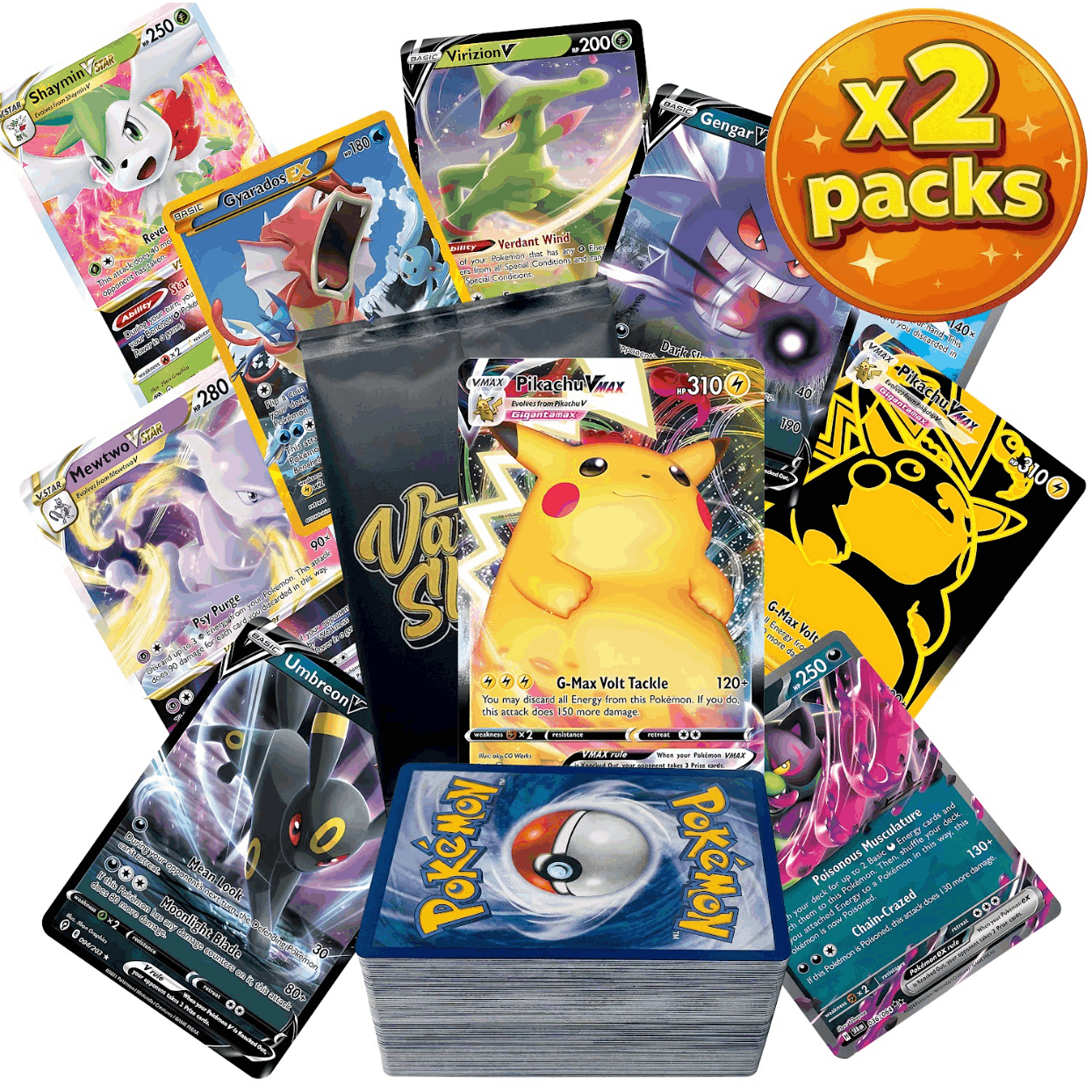 Pokemon Mystery Pack 26 Cards | 1 Hit Card Guaranteed EX GX V VMAX Ultra Rare | 10 Holos & Reverse Holos | Spark Starter Pack for New Collectors & Kids | Perfect Pokemon Gift