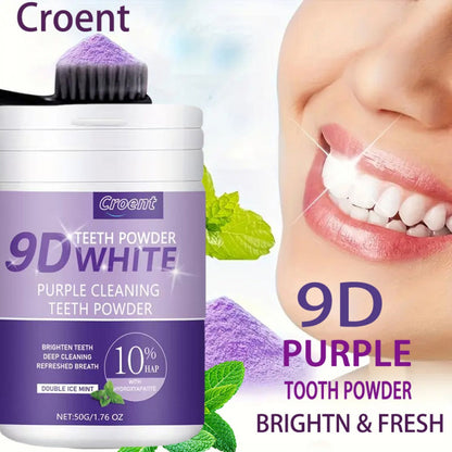 Purple Teeth Whitening Powder - 9D Color Correcting Tooth Powder for Brightening, 360° Deep Cleansing & 12H Fresh Breath, 50g Natural Dental Whitening Powder by Brushing Only