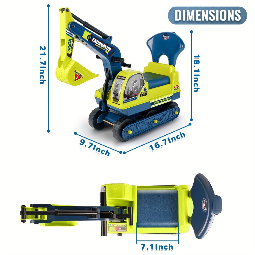 Kids Ride On Excavator Toy Large Beach Sand Digger with Working Scoop Arm – Outdoor Engineering Construction Toy for Toddlers Ages 2-6, Parent Child Interactive Sandbox Play, Birthday Christmas Gift Boys Girls