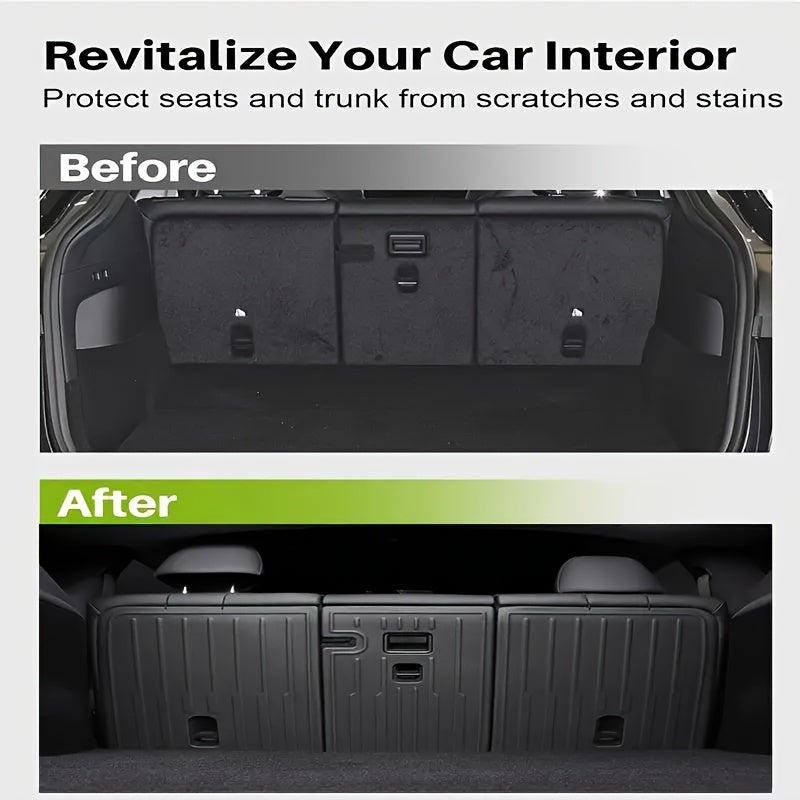 Backrest Mats for Tesla 2025 for Model Y Juniper|(not Suitable for Model Y RWD)Car Rear Seat Back Backrest Pads|Back Seat Cover Mats|for Tesla Seat Back Cushion|Trunk Divider Cargo Luggage Liner|Seat Protector|for Tesla Accessories| TPE