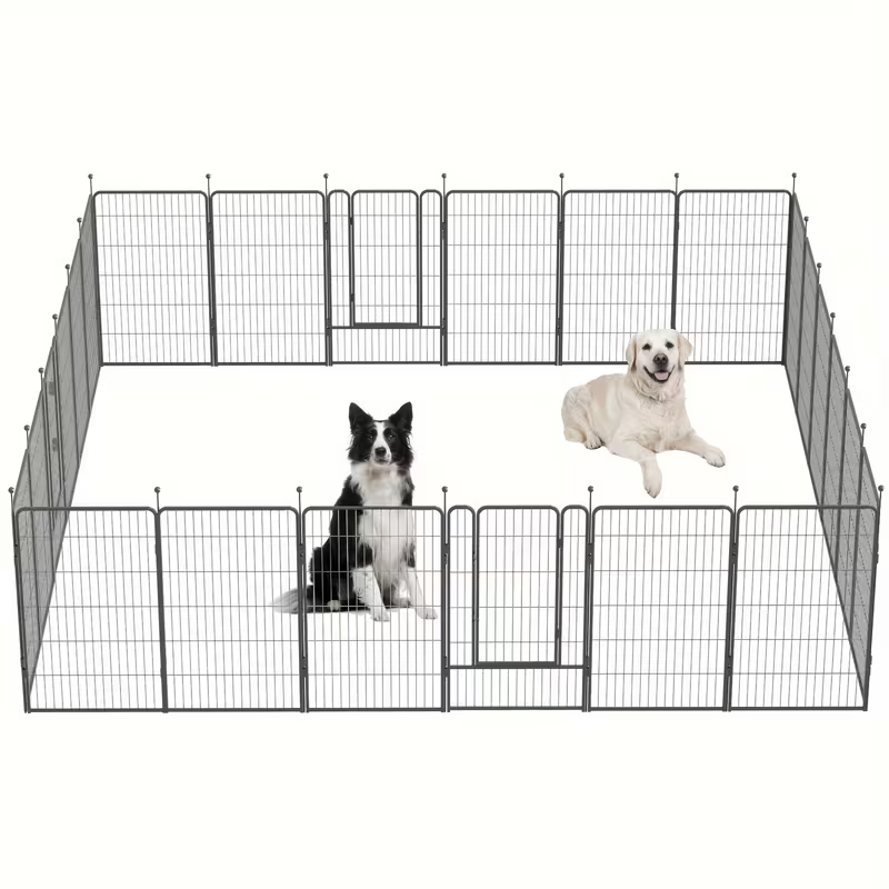 Outdoor Dog Enclosure Fence Panels – 32" Heavy Duty Hammer Design Dog Playpen, Expandable Garden Barrier for Small to Medium Dogs, 8 / 16 / 24 / 32 Panel Options
