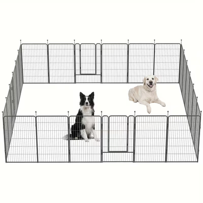 Outdoor Dog Enclosure Fence Panels – 32" Heavy Duty Hammer Design Dog Playpen, Expandable Garden Barrier for Small to Medium Dogs, 8 / 16 / 24 / 32 Panel Options