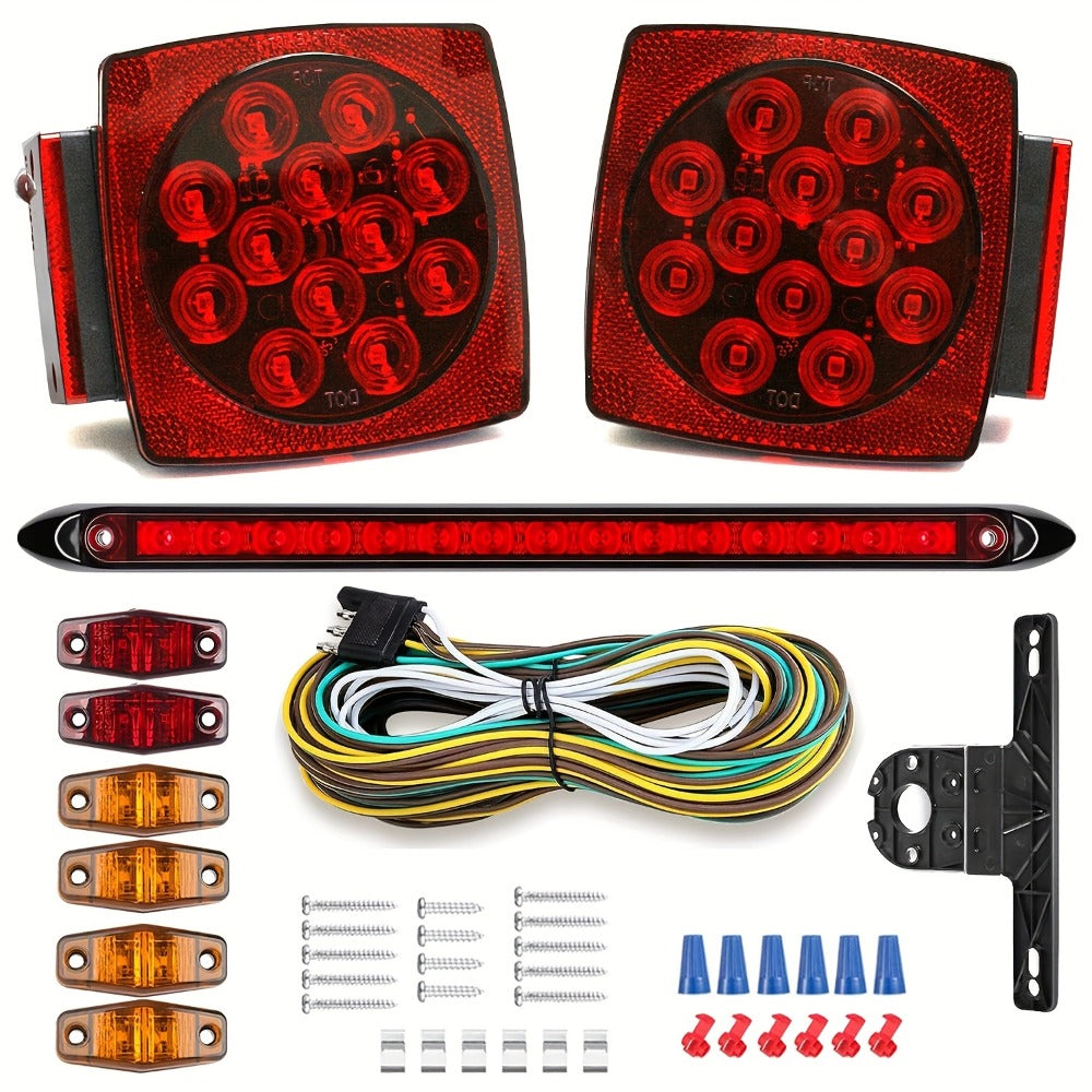 12V LED Trailer Tail Lights Kit - Stop, Turn Signal, Brake & License Plate Light for Trailers Under 80" - Boat, RV, Camper, Truck