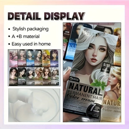 Permanent Hair Dye Kit 12 Vibrant Colors with Developer & Applicator Tools Bleach Blonde Ash Grey Ocean Blue Brown Purple Pink Red Golden Black Long-Lasting DIY At-Home Hair Color Cream Set Women