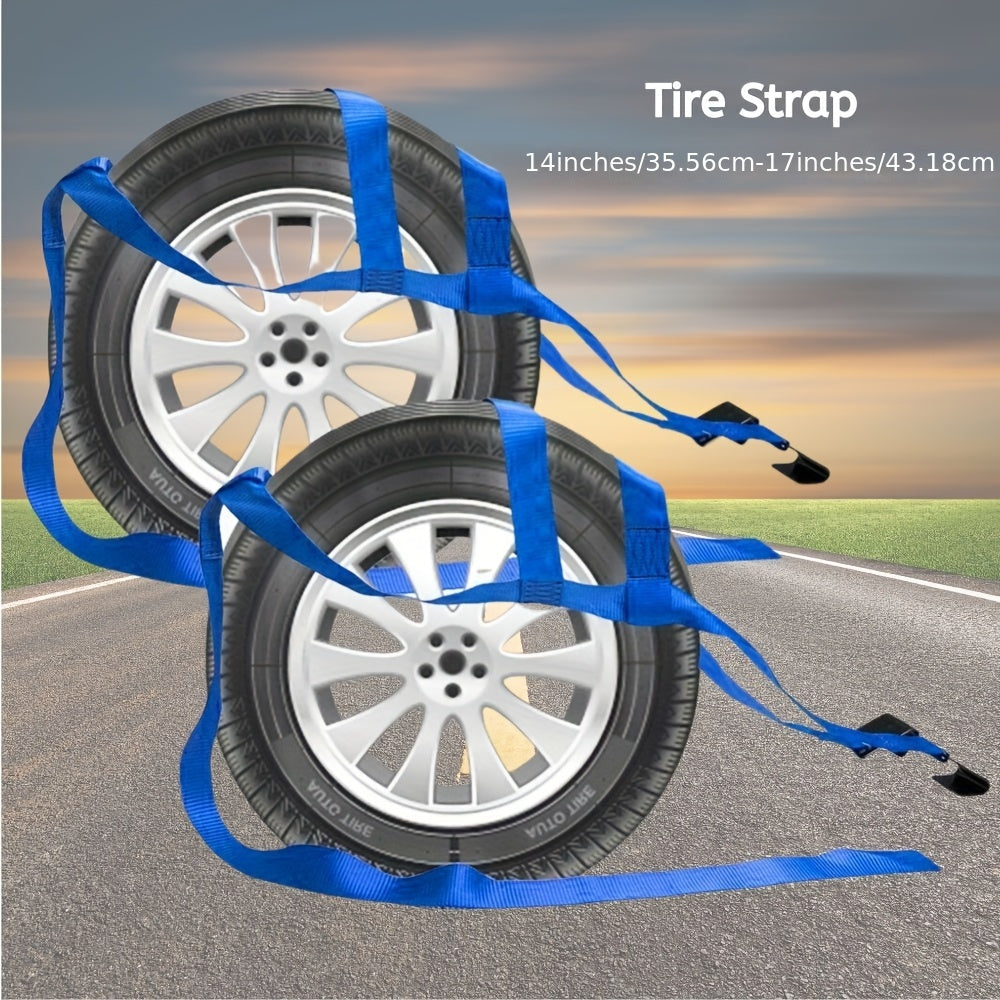 2pcs Blue Tire Strap 14 to 17 Inch Strap And 1 Handbag Replacement for SUV Light Truck 10, 000 Lbs Break Strength