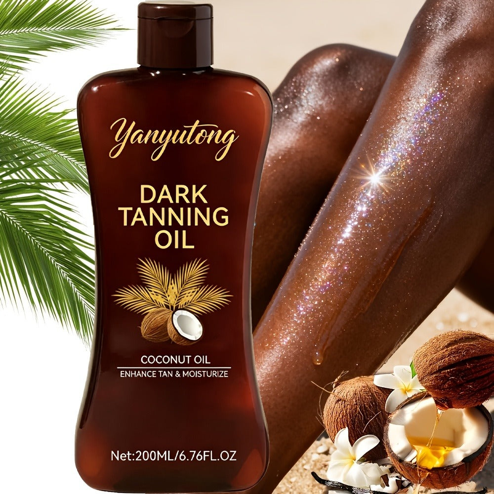 Sun Tanning Oil 200ml - Deep Golden Tan Accelerator Body Oil for Beach & Outdoor, Moisturizing & Nourishing Summer Skin Care for All Skin Types, Men & Women