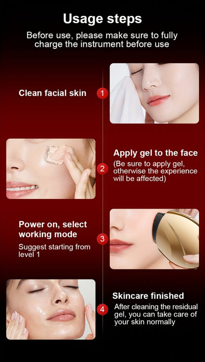 EMS Face Massager – 3-in-1 LED Light Therapy, Warm Heat & EMS Skin Tightening, USB Rechargeable Portable Facial Beauty Device for Anti-Aging, Collagen Boost & Glowing Skin, Home Spa Gift for Women