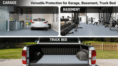 Garage Floor Mat Roll 7x16 FT Heavy Duty PVC Flooring for Parking, Waterproof Under-Car Protector for RV Trailer Workshop, Stain-Resistant Non-Slip Runner Mat, Black & Grey Coin Pattern