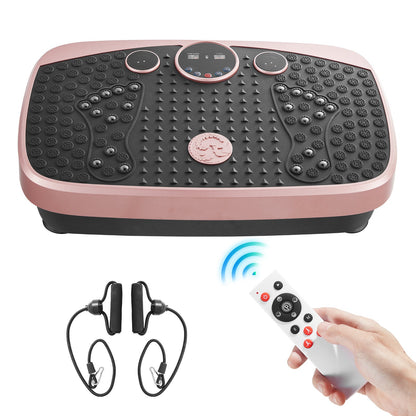 Vibration Plate Exercise Machine 3D – 99 Intensity Levels, 22 Magnetic Acupoints, Foot Massage Mat, 265 lbs Capacity, Remote Control & 2 Resistance Bands for Full Body Fitness
