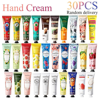 Mini Hand Cream Gift Set 30pcs Travel Size Moisturizing Lotion — Glycerin & Lactic Acid Non-Greasy Formula, 30 Random Scents, Winter Dry Skin Care, Perfect Gift for Women Family & Stocking Stuffers (30g Each)