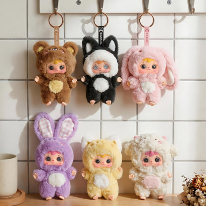 Kawaii Plush Keychain Charm – Cute Pet Healing Doll Rabbit Bear Stuffed Animal Bag Pendant, Random Style, Birthday Gift for Girls & Teens
