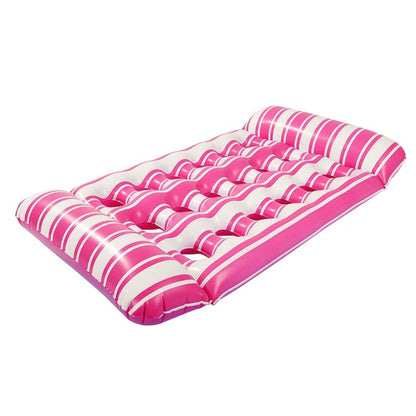 Pool Float Lounger for Adults with Built-In Headrest – Inflatable Tanning Mat for Swimming Pool Beach Lake River, Comfortable Water Relaxation Raft, Dark Blue Pink Blue Colors