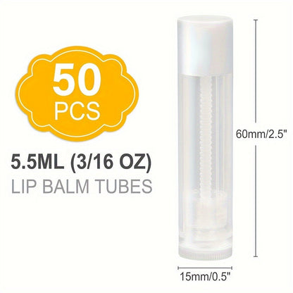 Empty Lip Balm Tubes 50 Pack with Filling Tray & Spatula – 5.5ml Clear BPA Free DIY Lip Balm Making Kit, Food Grade Leak Proof Containers for Homemade Lip Balm, Lipstick & Cosmetics Crafting